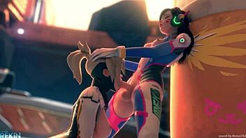 i'm horny mercy deepthroating dva's cock in this game