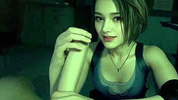 Jill Valentine Cosplay Handjob in Uncensored Hentai