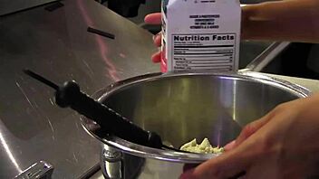 Wow, messy kitchen lesbians dive into wet pussy licking action!