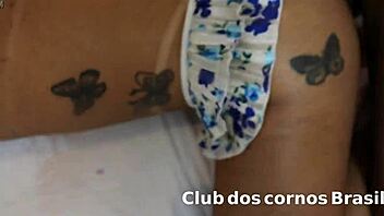 The cuckold fulfills his fantasy of watching his wife with three big cocks