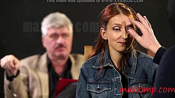 A skinny redhead gets punished by her strict master in a BDSM scene