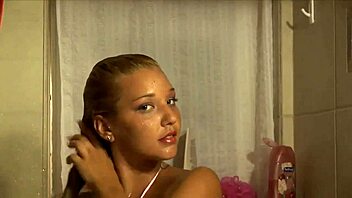 Christina model's sexy shower striptease with big tits and ass.