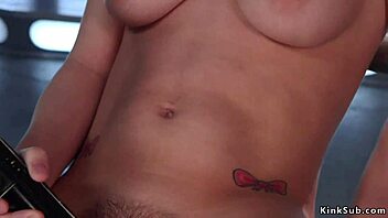 Hot Brunette Babe Fucks Machine With Dildo