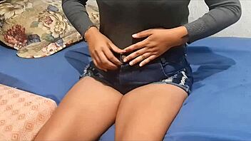 she's alone at home feeling horny starts masturbating her pussy