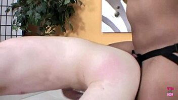 White guy rides dildo as ebony slut talks dirty.