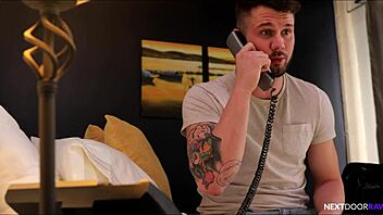 nextdoorraw hotel overbooked so hot guys share bed for some muscular gay fucking 😏