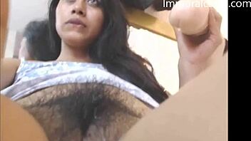 hairy solo girl squirts wildly with her favorite dildo