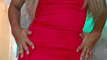 Hot transsexual in red.