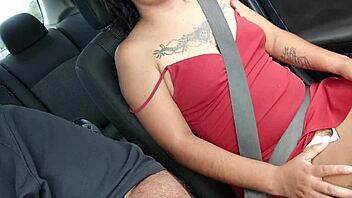 Latina babe shows tits on the road - daring you to look?