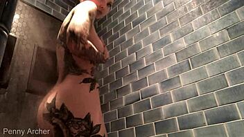 Intensely cumming in the shower at a crowded gym.