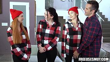 step daughter brings friend for thanksgiving fun