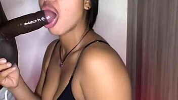 Cute model sucks friend's dick