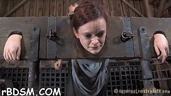 bounded girl gets rough clit sucking and sex