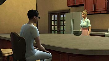 Stepmom Catches Nerdy Stepson Masturbating