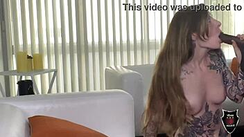 Penny Archer rides Rome Major in cowgirl, her inked ass bouncing as he licks her pussy