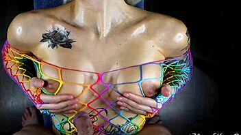 rainbow titfuck sexy tattooed girl