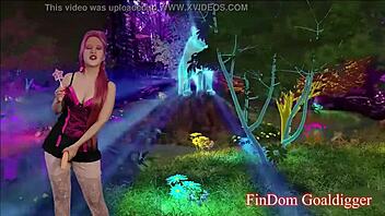 In the game of domination, Joy follows femdom instructions for jerking off and cum eating with strapon play.