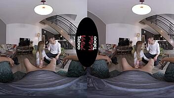 Brunette says, 'Shaved pussy for taboo handjob and blowjob in virtual right hole hardcore'