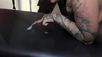 Chubby German girl gets a cum shower in an orgy