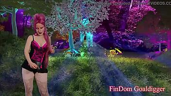 In the game of domination, Joy follows femdom instructions for jerking off and cum eating with strapon play.