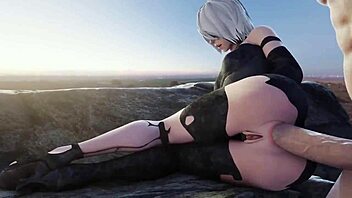 A2 hentai features hot doggystyle and anal action with footjob 😏