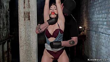 Brunette Gagged Tight in Backbend Bondage, So Intense! 😳
