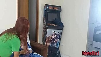 Tricking blindfolded wife with hidden friend