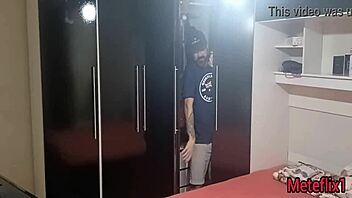 Tricking blindfolded wife with hidden friend