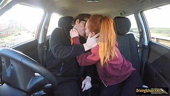 Redhead Ella Hughes Gulps Down a Massive Cumload Outdoors—Wow!