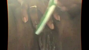 A black beauty gets a wet pussy creampie with a toothbrush