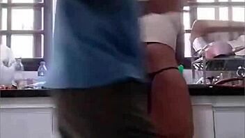 Washing dishes in just panties at my father-in-law's house flashing my big ass