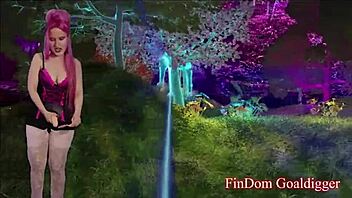 In the game of domination, Joy follows femdom instructions for jerking off and cum eating with strapon play.