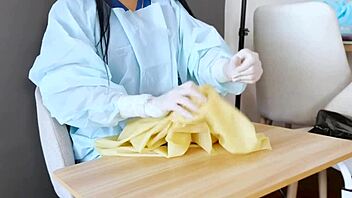 obsessed with medical latex gloves and nurse fetish play