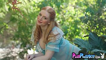 does busty redhead teen maya kendrick posing in garden show hot body