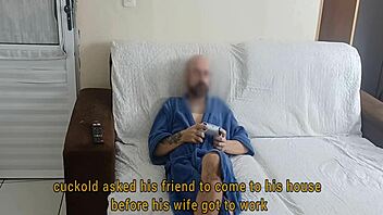 Tricking blindfolded wife with hidden friend