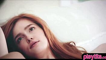 is this real redhead teen 18+ having lesbian sex with a brunette?