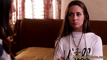 Amazing Stepmom and Lovely Teen 18+ Share Intense Scissoring Scene.