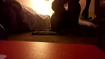 Big ass brown bitch sucks cock then gets doggystyle fucked at home?