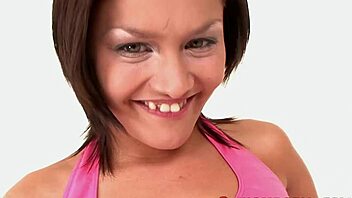 Cute teen 18+ brunettes in 3-way porn