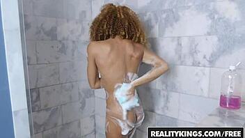 realitykings round and brown shower scene with a skinny teen