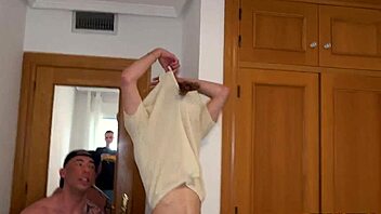 Cute blond twink takes on a big challenge with his friend