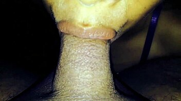 Susy's mouth filled with hot cum after a blowjob