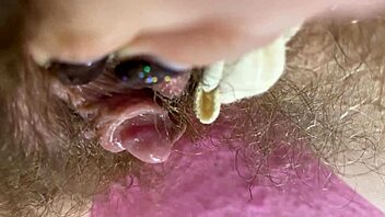 Amateur big clit masturbation with a hairy pussy