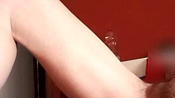 Gay amateur takes big dildo deep in anal cave