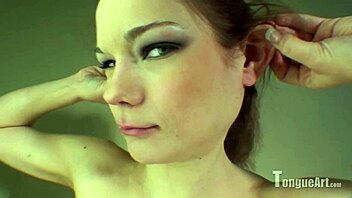 Felicity explores tongue sensations in a flexible pose