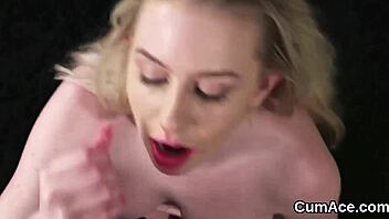 Intense facial cumshot and oral action with cum swapping
