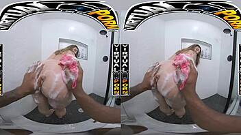 Lucky Anne rides BBC in VR porn experience