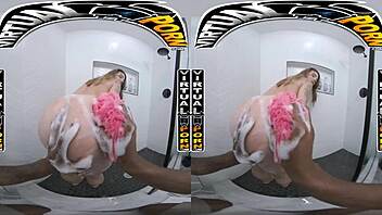 Lucky Anne rides BBC in VR porn experience