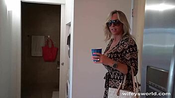 Housewife seduces repairman and gives him a deep blow job