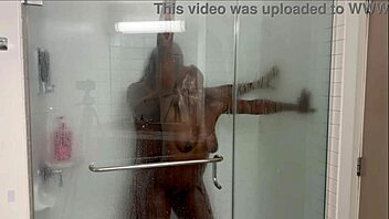 Skinny step-sis invites bro for a steamy shower session
